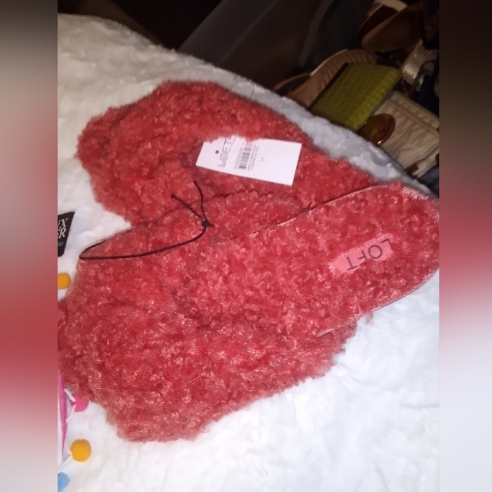 LOFT Red Fuzzy Slippers